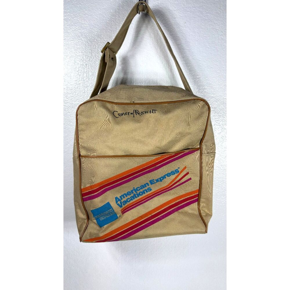 American Express Vacations Brown Vintage Travel Carry On Shoulder Bag - Picture 2 of 11